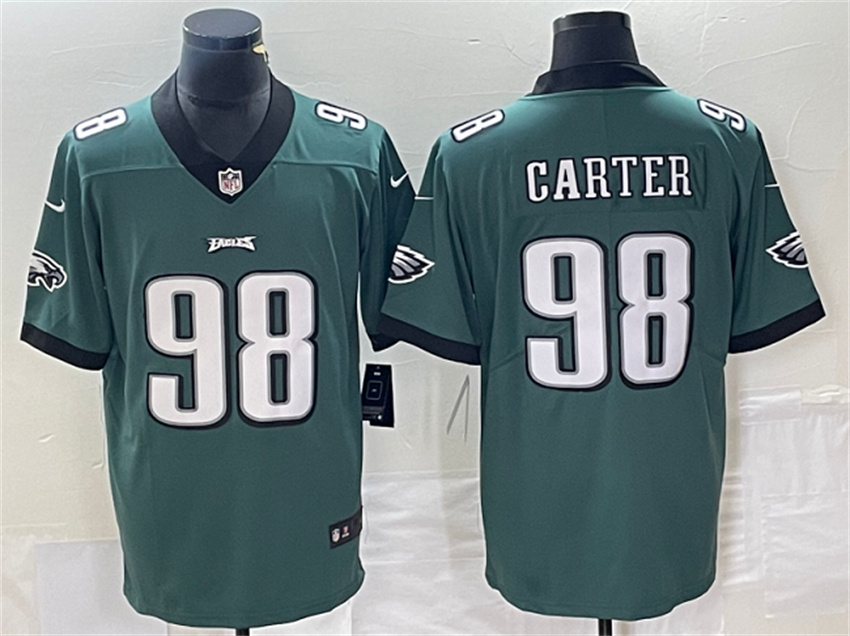 Men's Green Philadelphia Eagles #98 Jalen Carter Vapor Limited Stitched Football Jersey